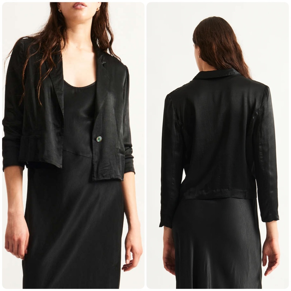 Raquel Allegra Pebble Satin Avalon Jacket Black